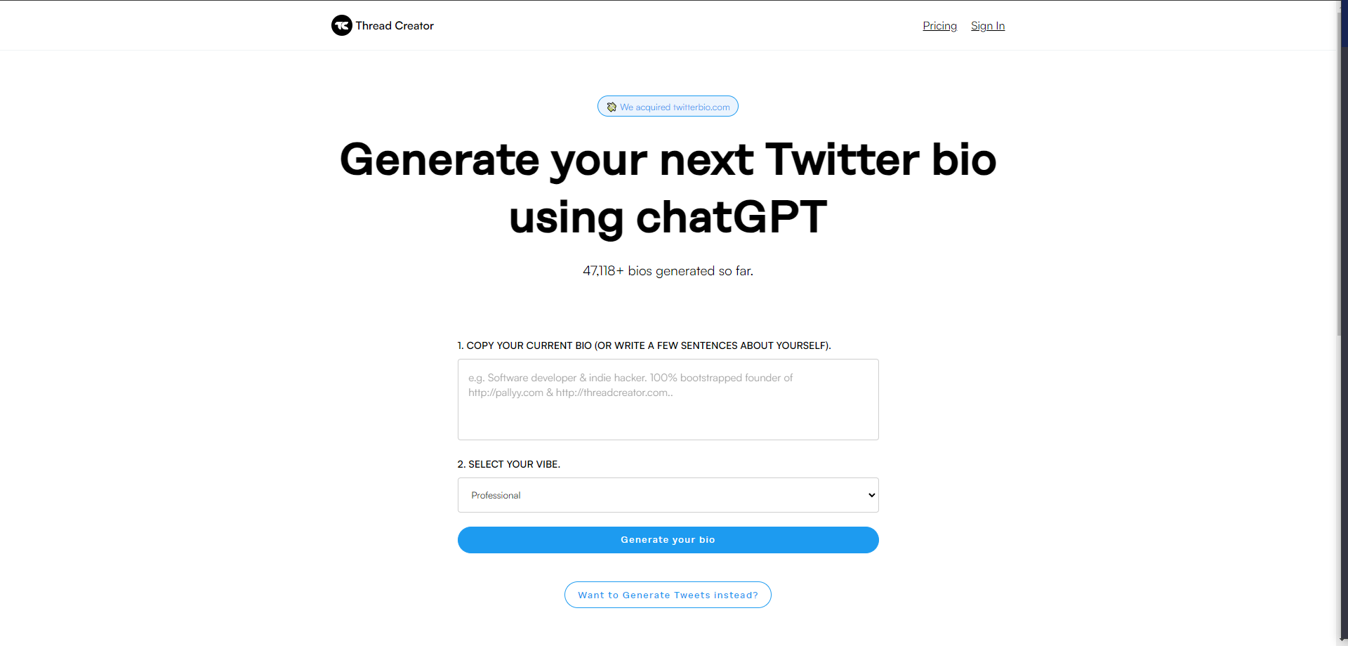 The Twitter Bio Generator