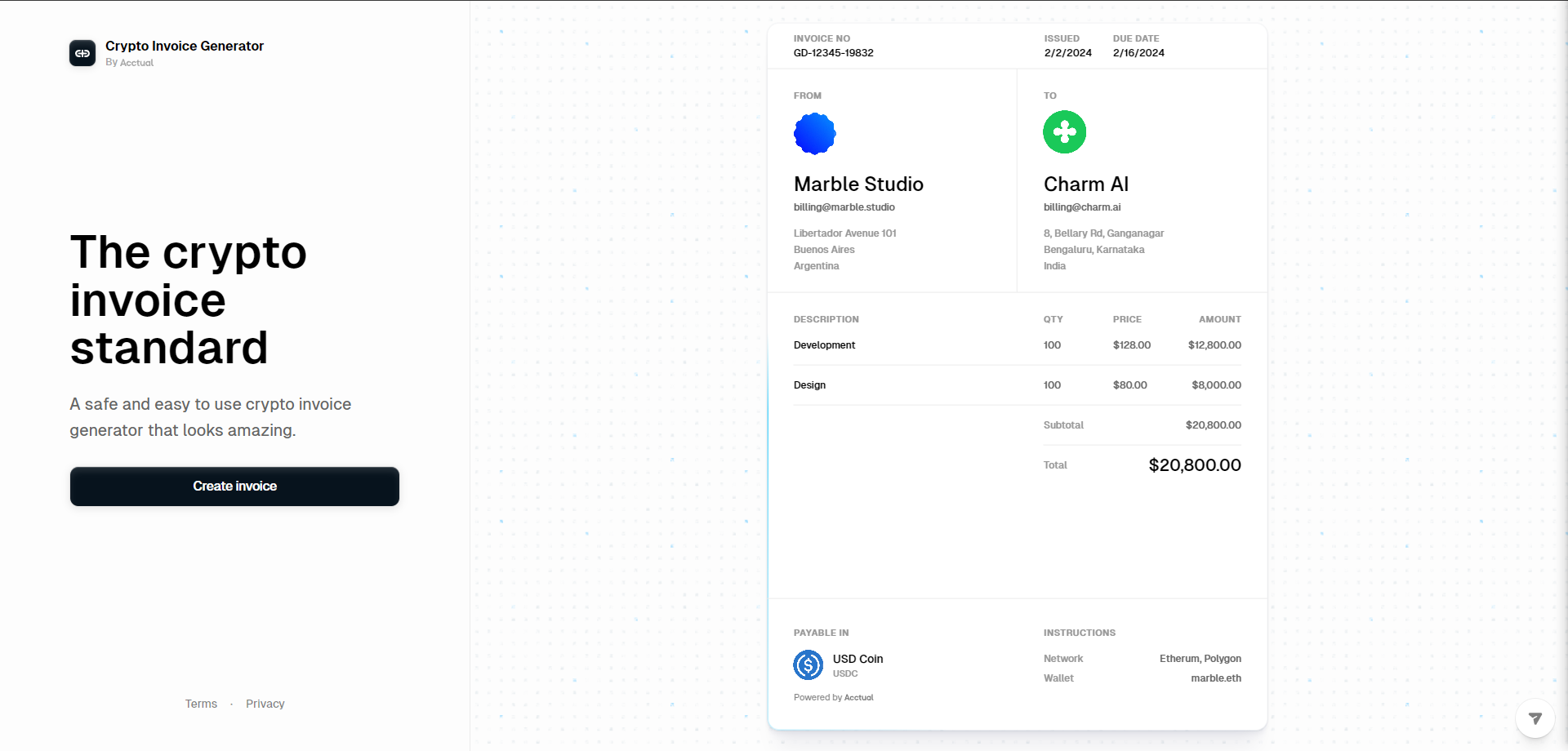 Crypto Invoice Generator