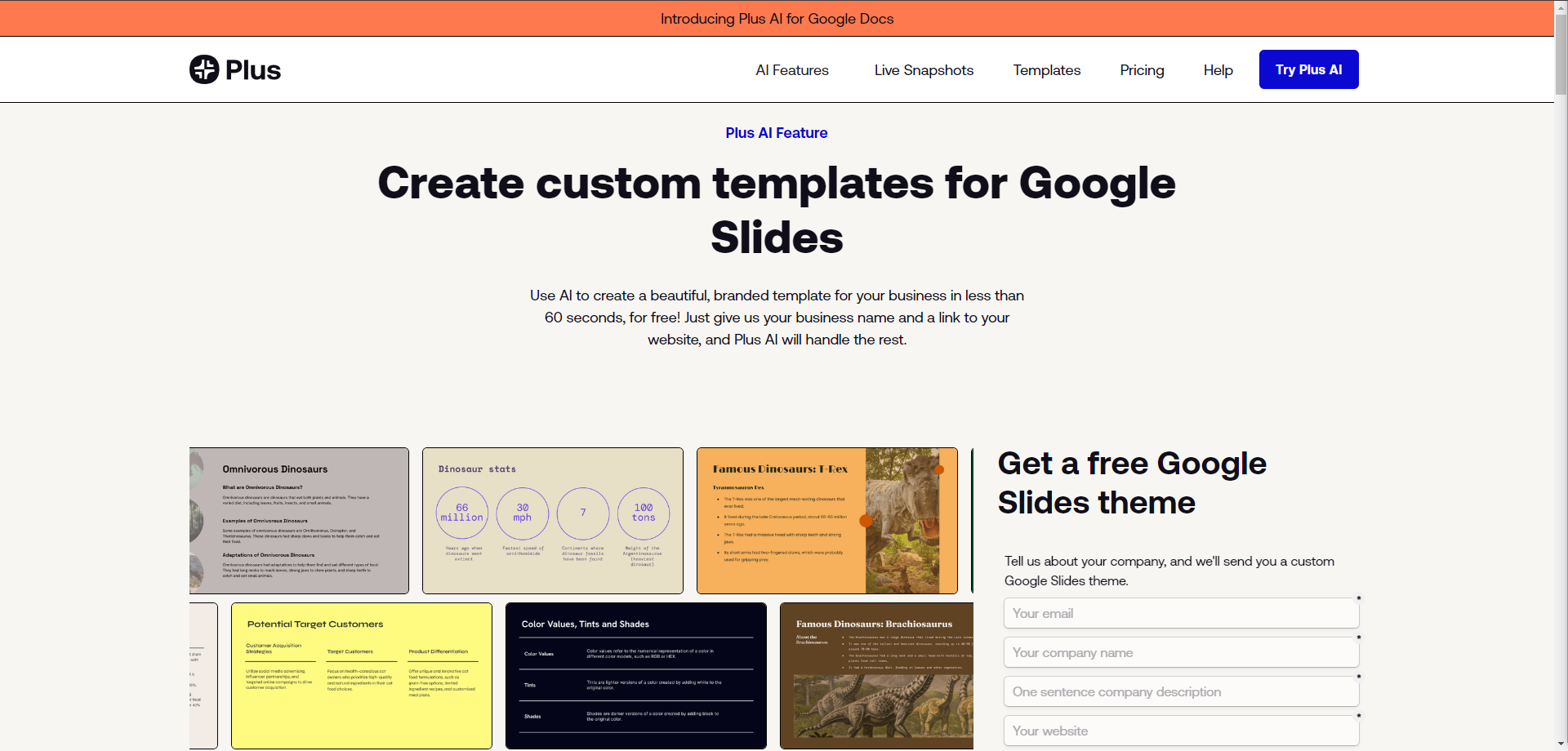 Google Slides templates by Plus AI