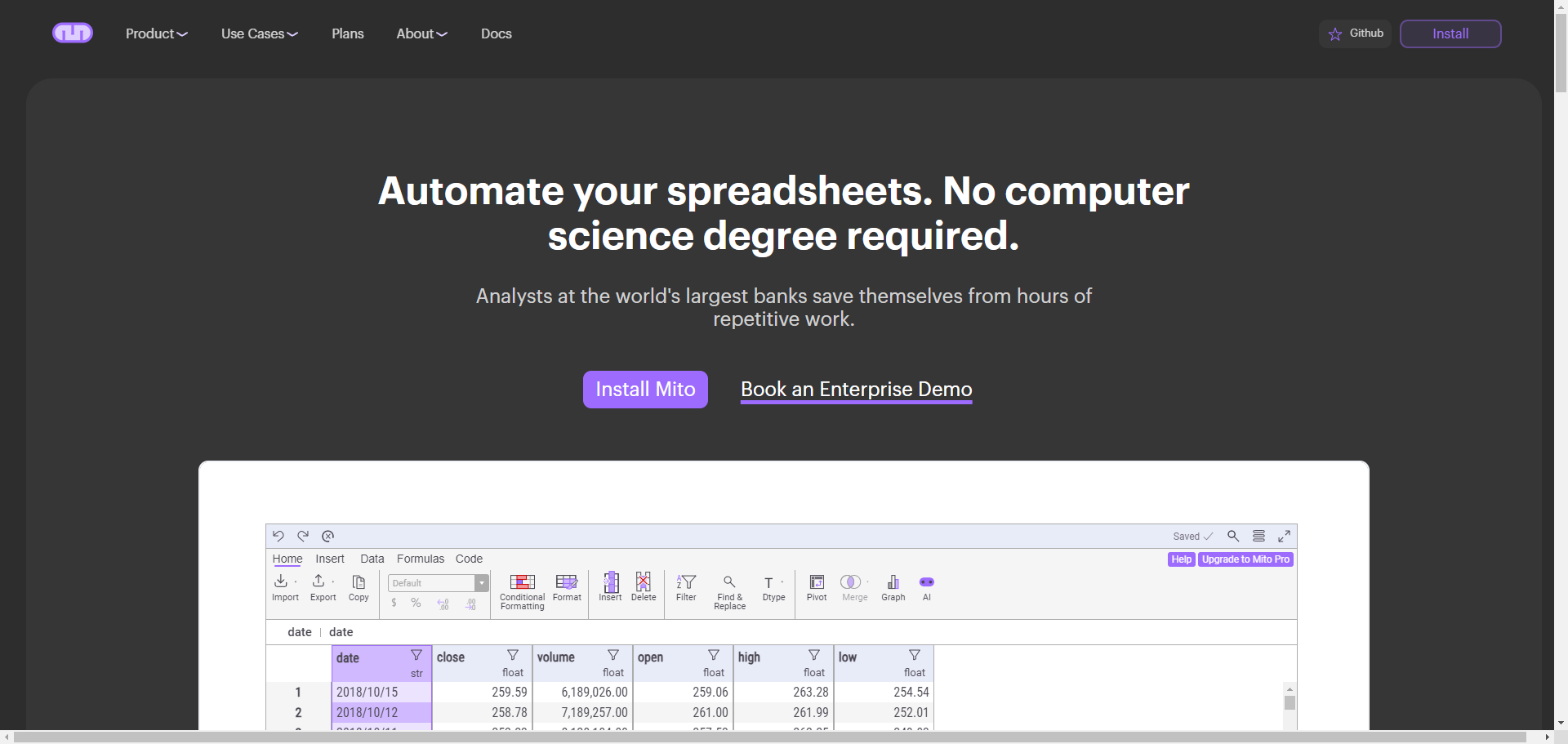 Mito Spreadsheet